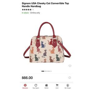 Signare Cheeky Cat Tapestry Convertible Satchel Handbag- EUC!